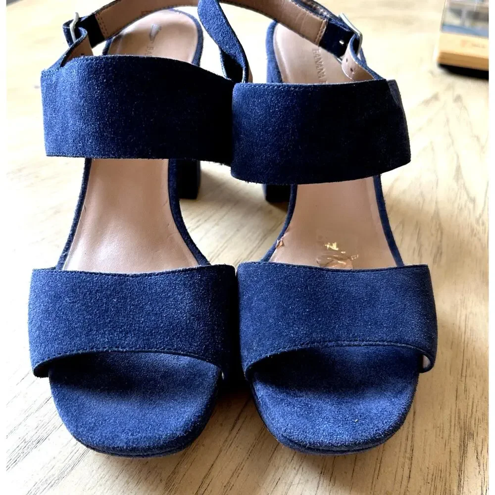 y2k blue suede platform heels banana Republic Sandal Women 9.5  party retro chic